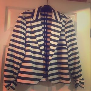 Black and White Stripped Boyfriend Blazer